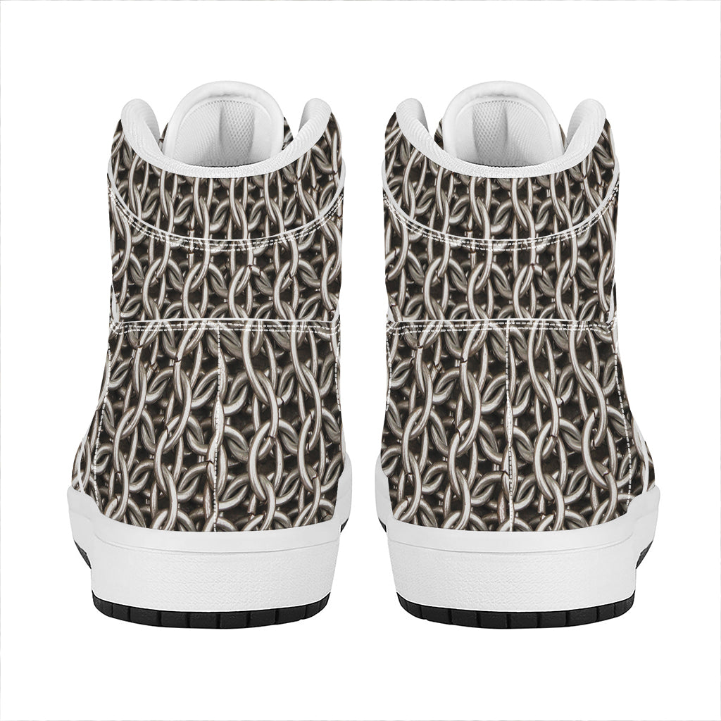 Chainmail Ring Print High Top Leather Sneakers