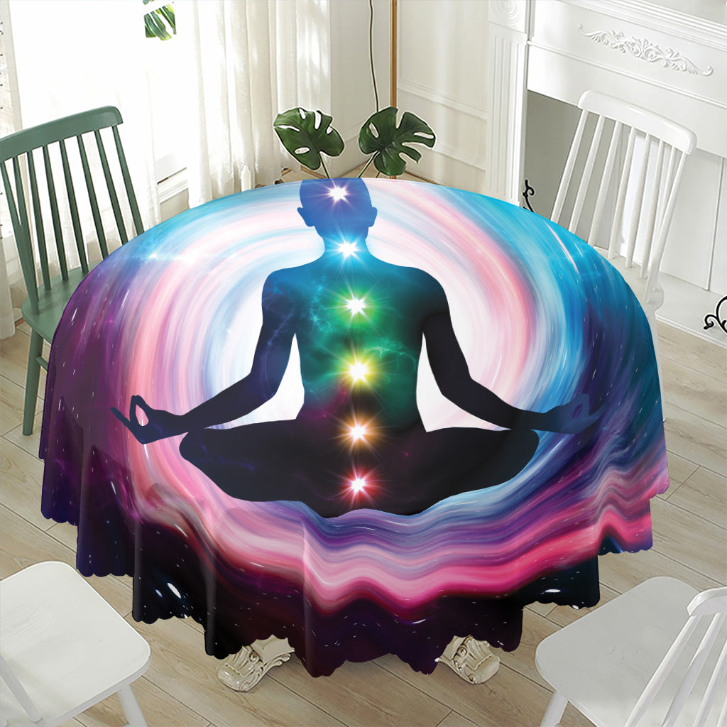 Chakras Of The Universe Print Waterproof Round Tablecloth
