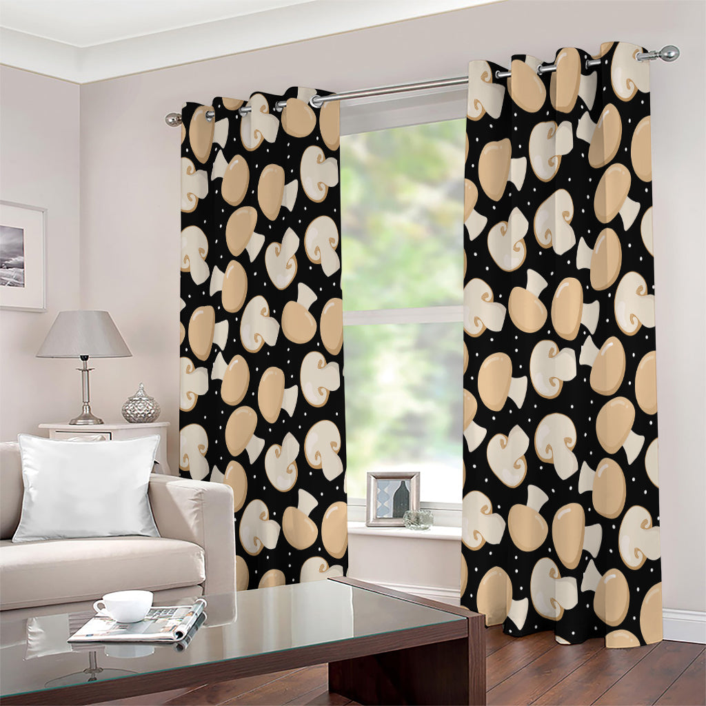 Champignon Mushroom Pattern Print Extra Wide Grommet Curtains