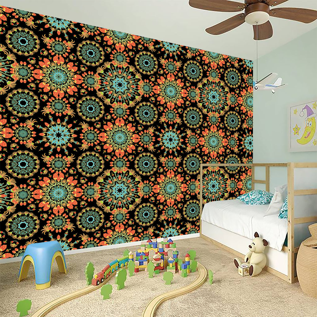 Chaotic Boho Floral Pattern Print Wall Sticker