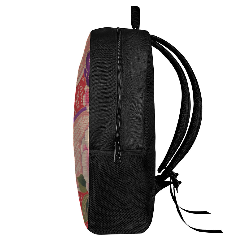 Cherry Blossom Kimono Pattern Print 17 Inch Backpack