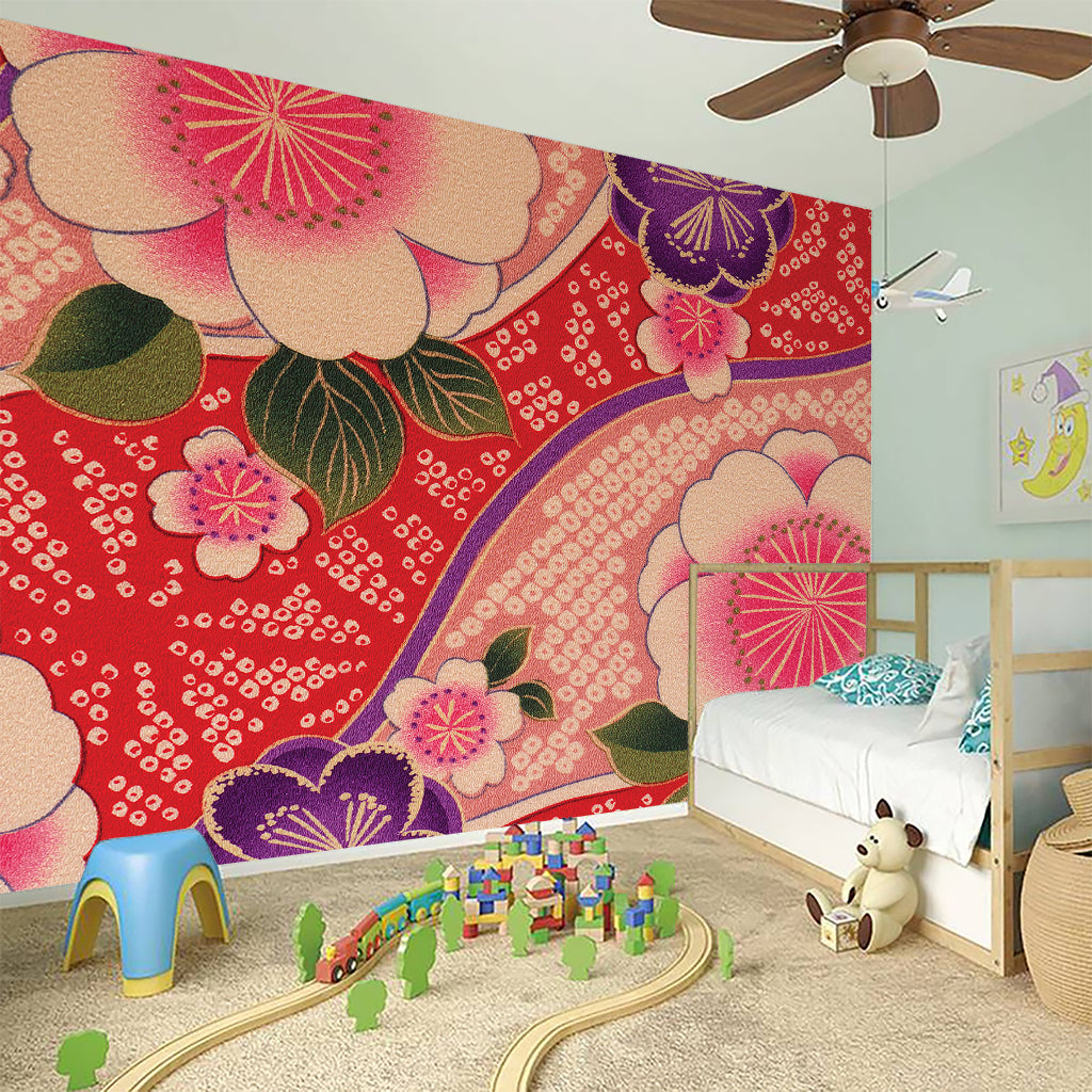 Cherry Blossom Kimono Pattern Print Wall Sticker