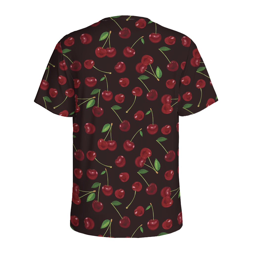 Cherry Fruit Pattern Print Men's Sports T-Shirt