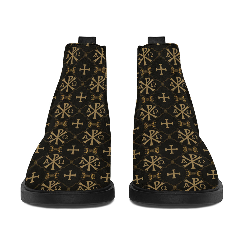 Chi Rho Orthodox Pattern Print Flat Ankle Boots