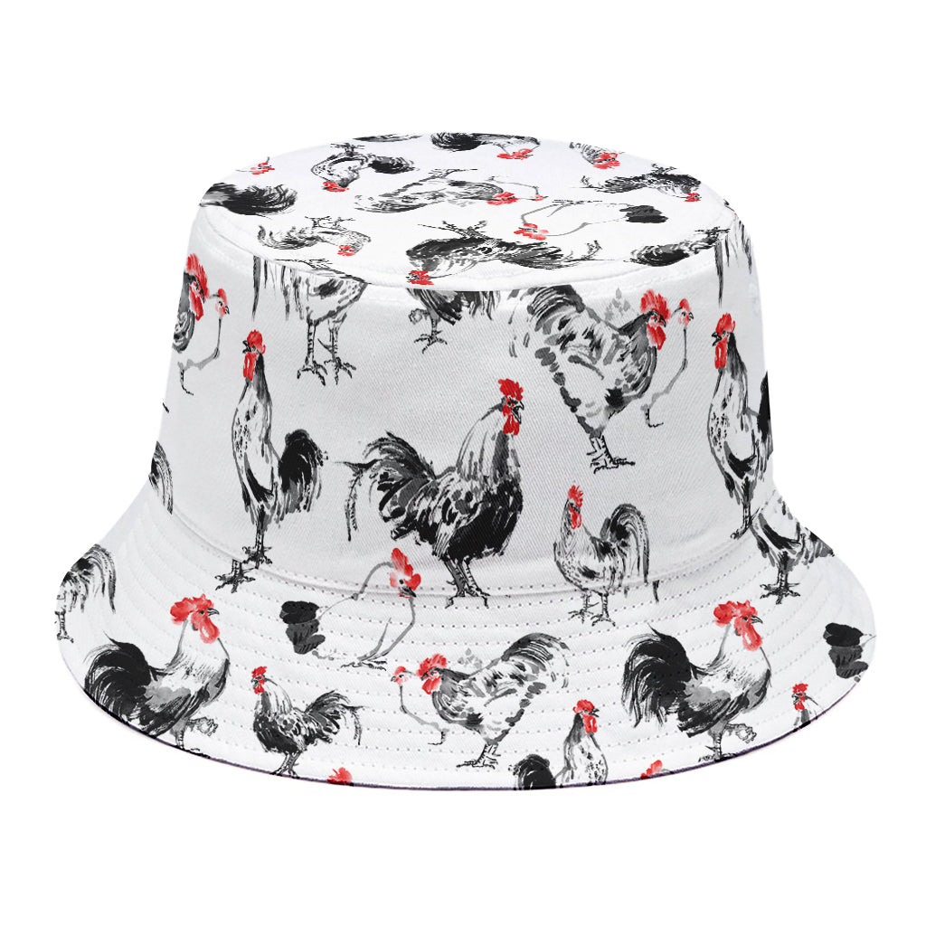Chicken Ink Painting Pattern Print Bucket Hat