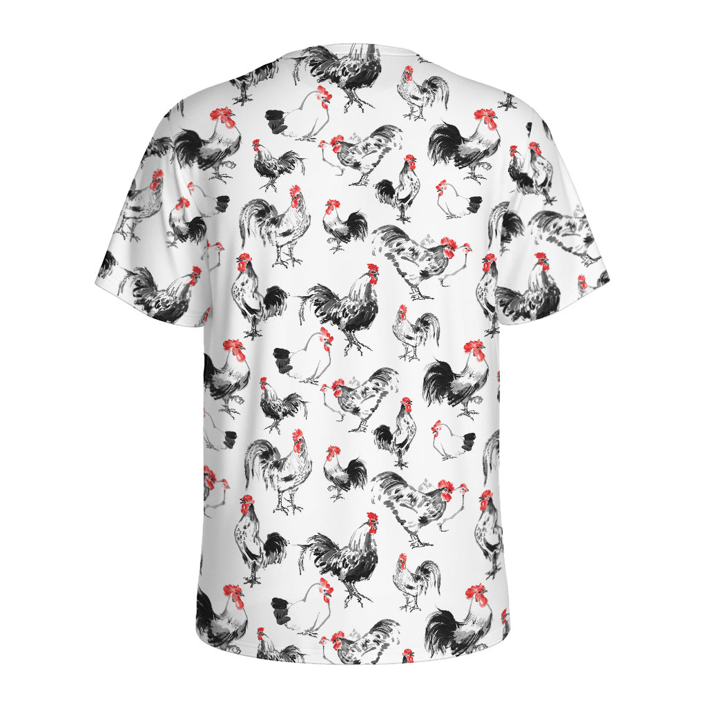 Chicken Ink Painting Pattern Print Men's Sports T-Shirt