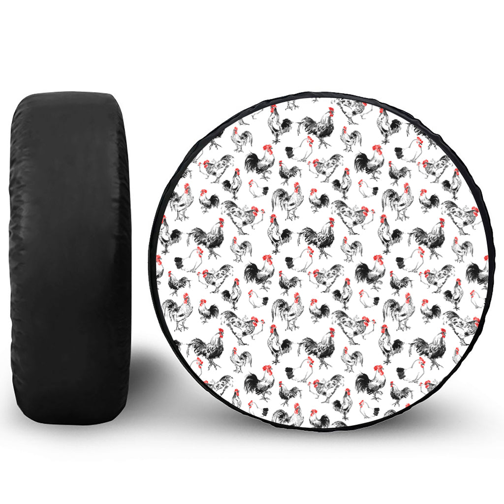 Chicken Ink Painting Pattern Print Tire Cover