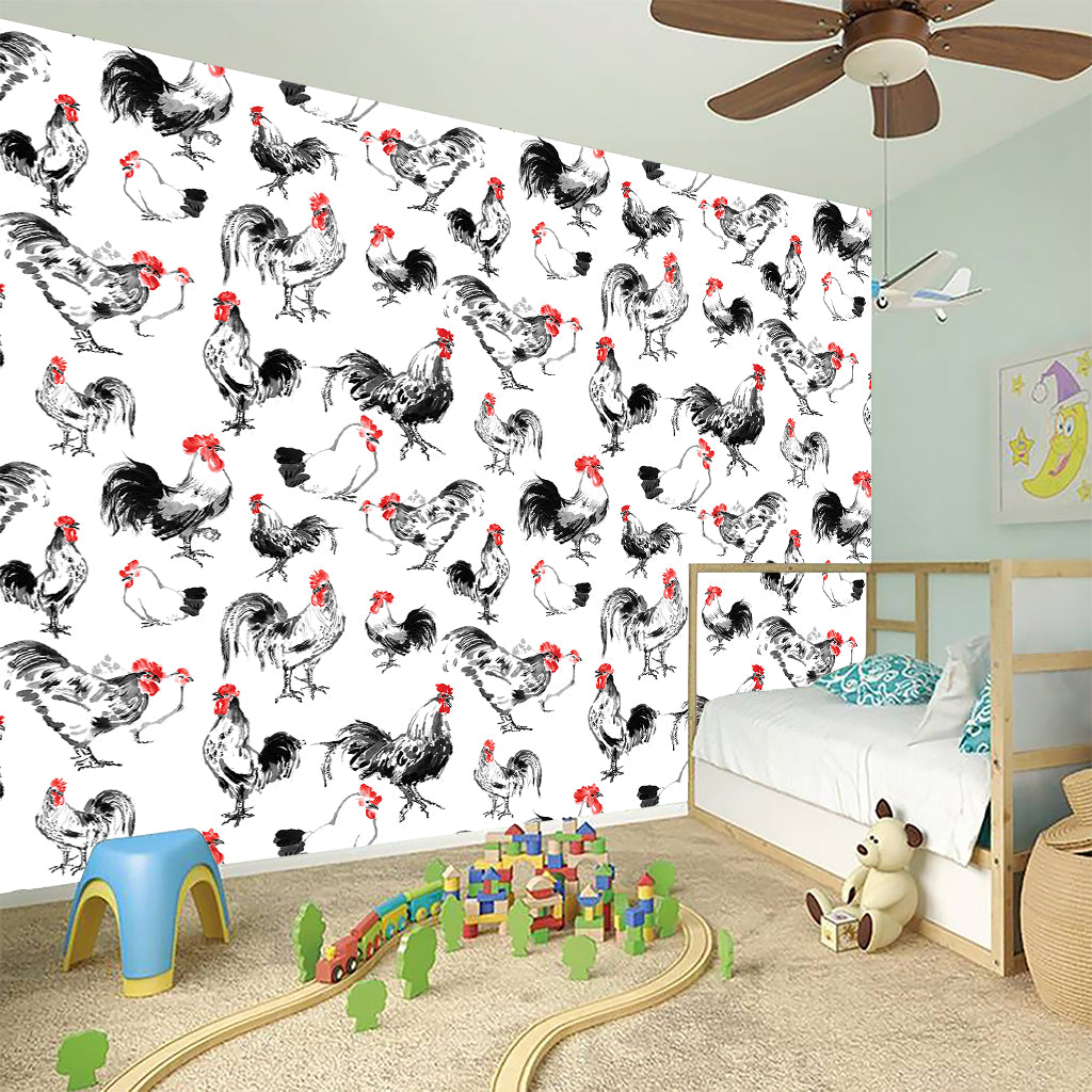 Chicken Ink Painting Pattern Print Wall Sticker