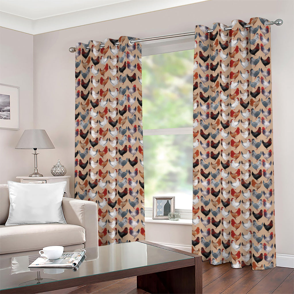 Chicken Painting Pattern Print Grommet Curtains
