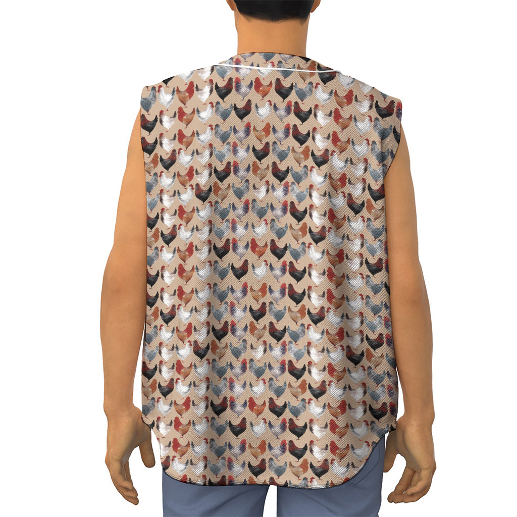 Chicken Painting Pattern Print Sleeveless Baseball Jersey