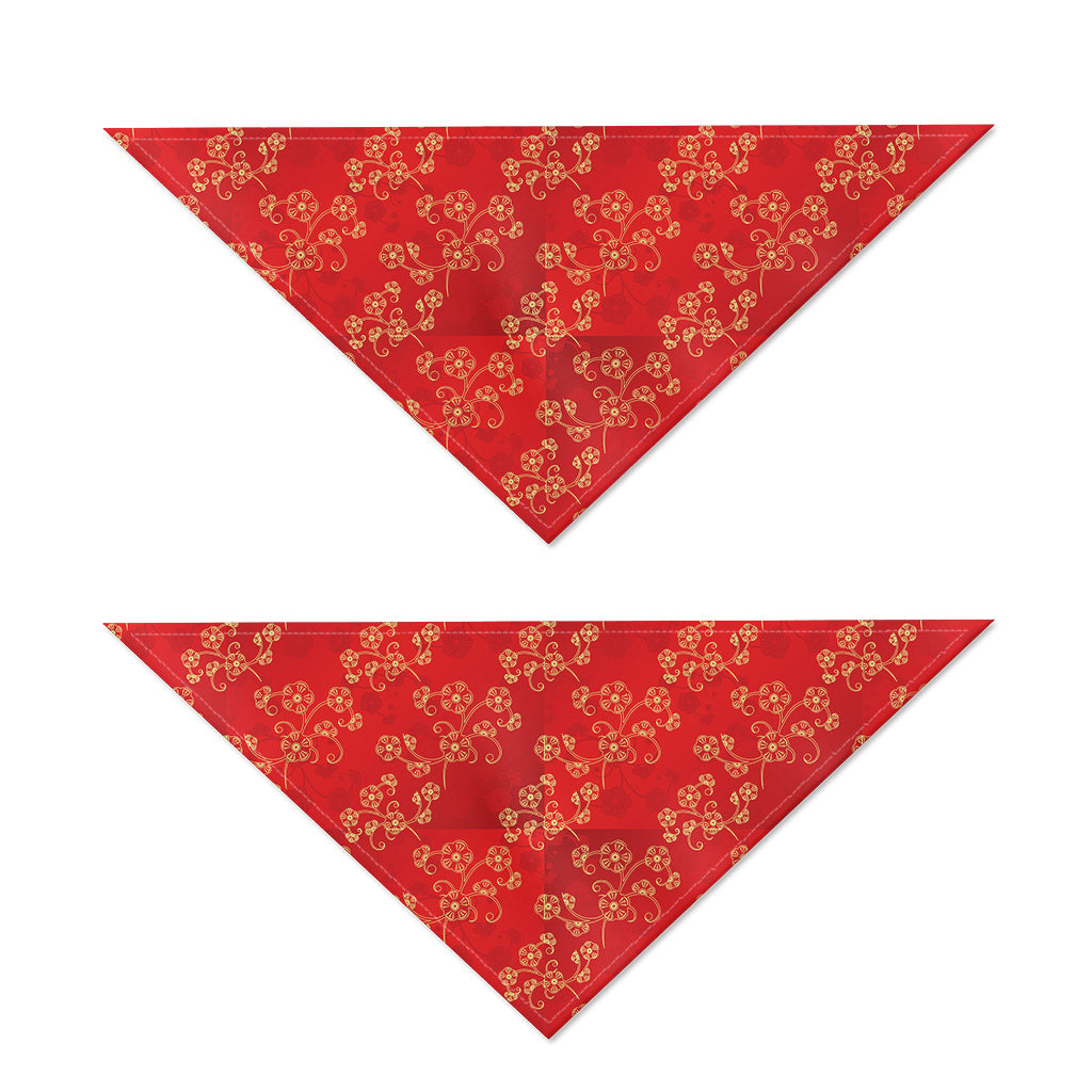 Chinese Cherry Blossom Pattern Print Dog Bandana