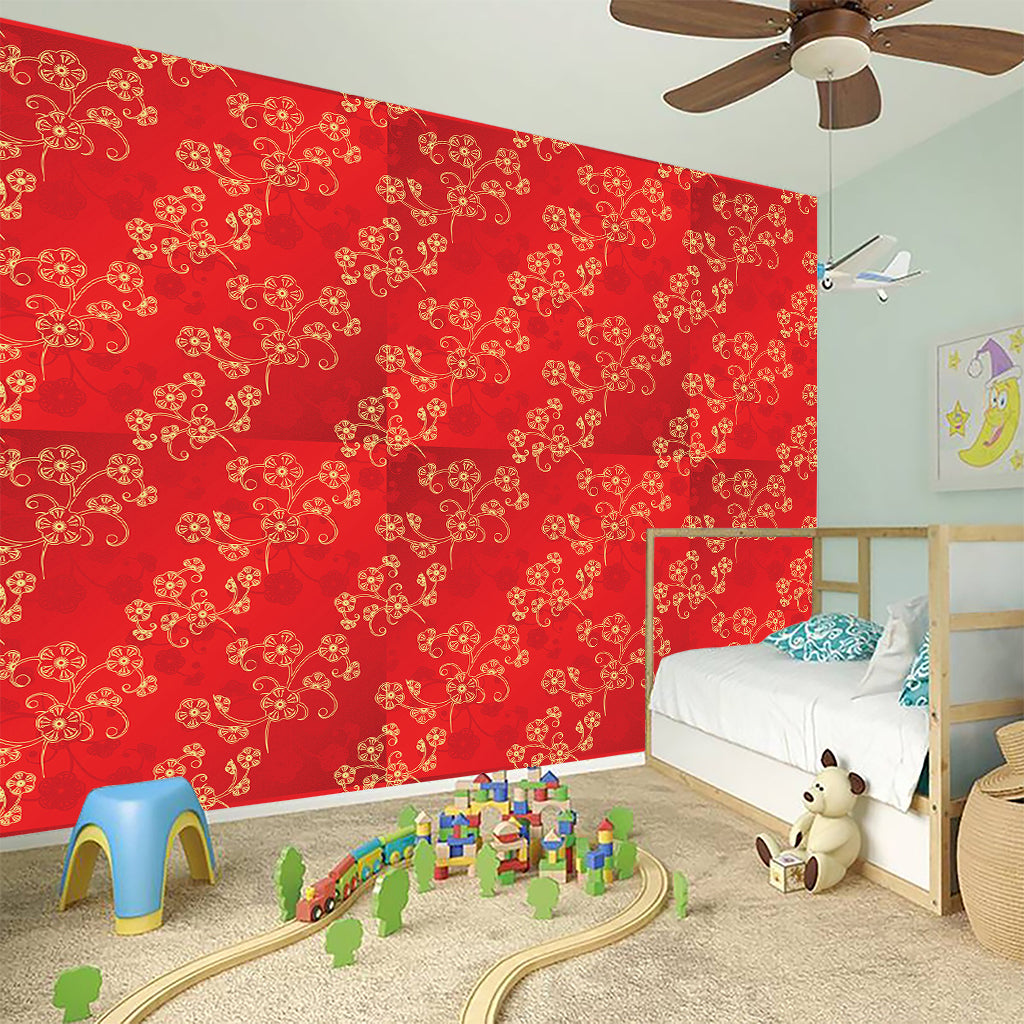 Chinese Cherry Blossom Pattern Print Wall Sticker