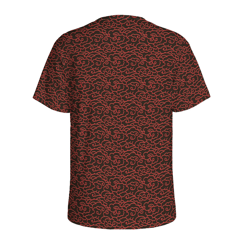 Chinese Cloud Pattern Print Men's Sports T-Shirt