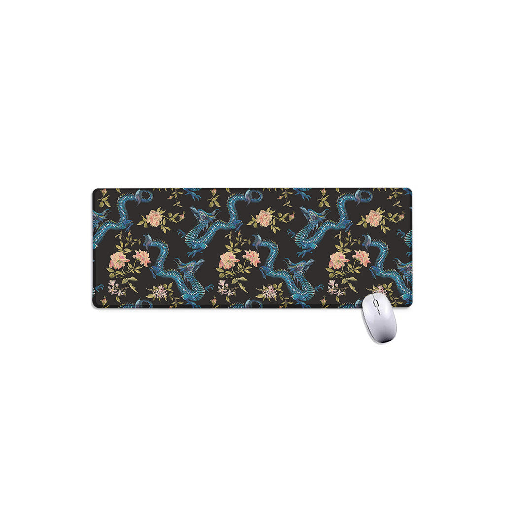 Chinese Dragon And Flower Pattern Print Extended Mouse Pad