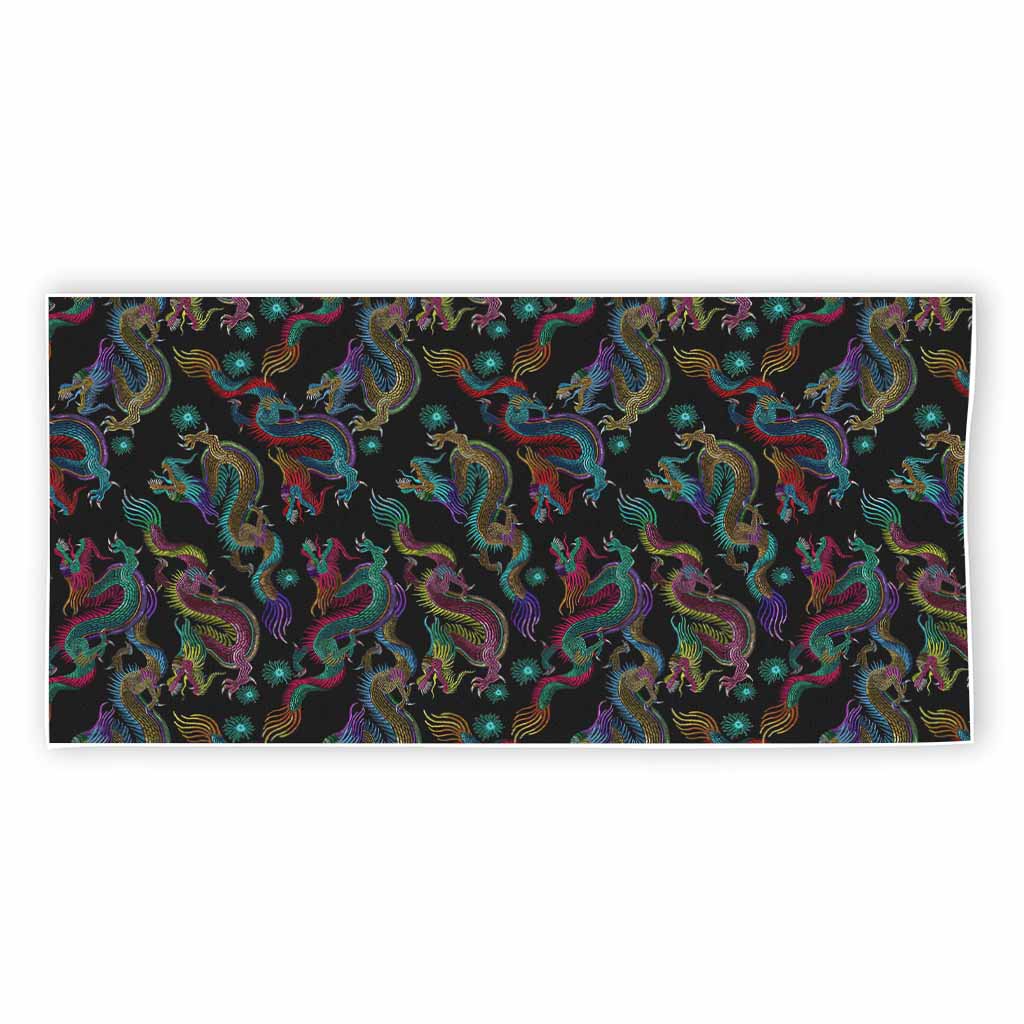 Chinese Dragon Pattern Print Beach Towel