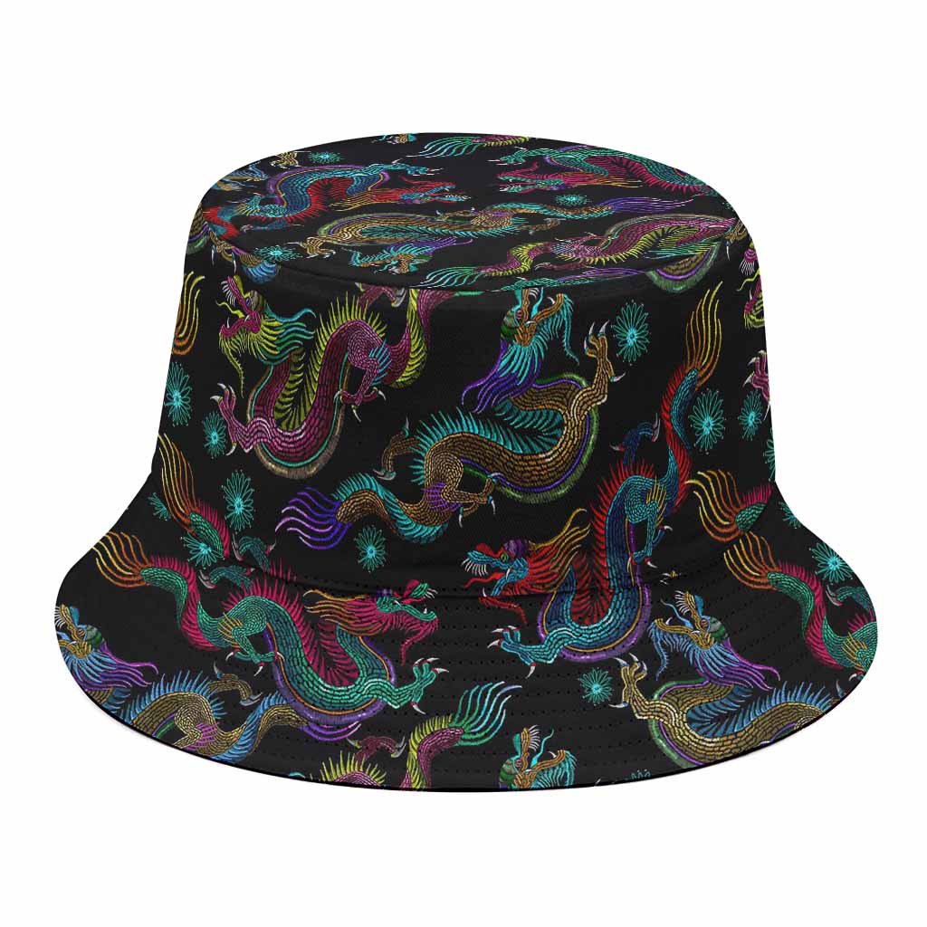Chinese Dragon Pattern Print Bucket Hat