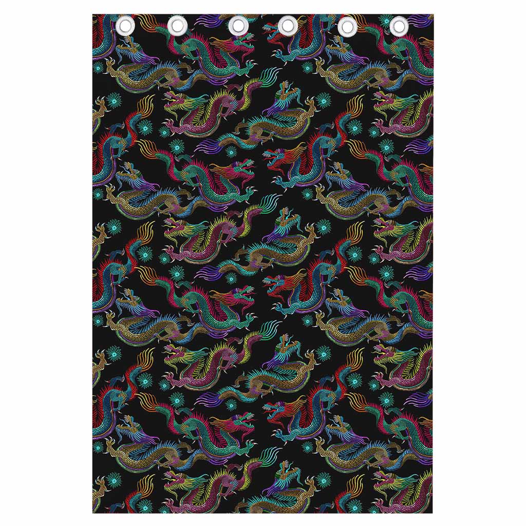 Chinese Dragon Pattern Print Curtain