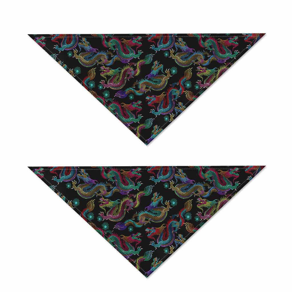 Chinese Dragon Pattern Print Dog Bandana