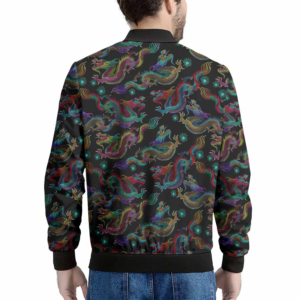 Chinese Dragon Pattern Print Men's Bomber Jacket