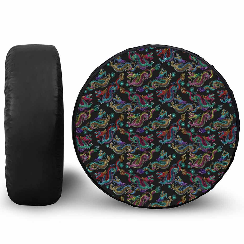 Chinese Dragon Pattern Print Tire Cover