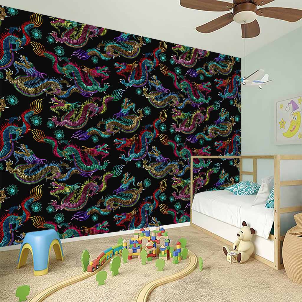 Chinese Dragon Pattern Print Wall Sticker