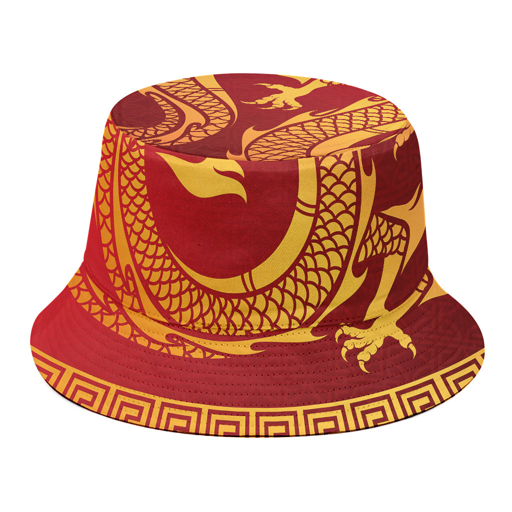 Chinese Dragon Zodiac Sign Print Bucket Hat