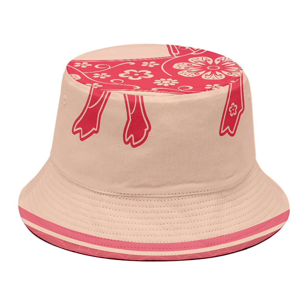 Chinese Flower Ox Zodiac Print Bucket Hat