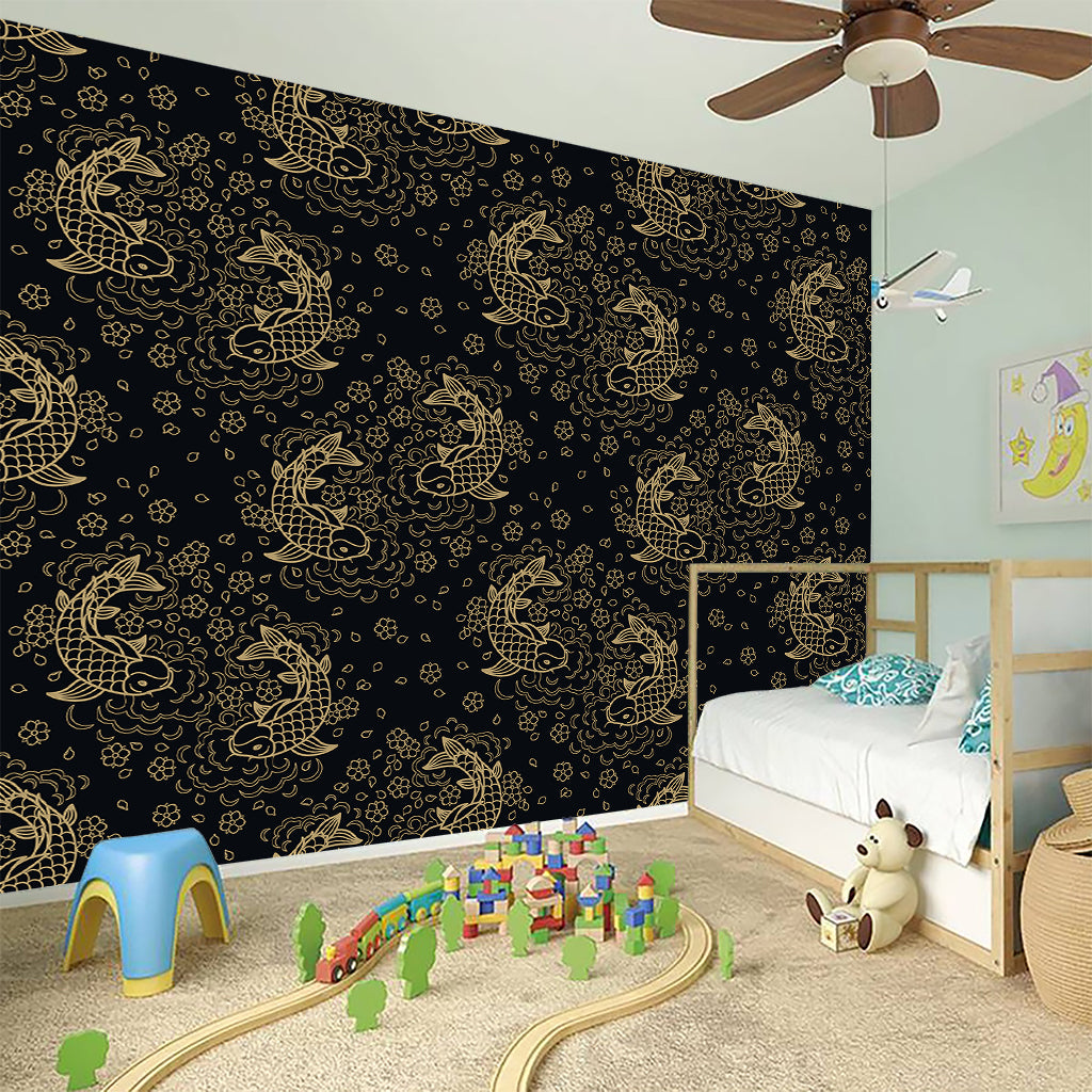 Chinese Koi Carp Pattern Print Wall Sticker