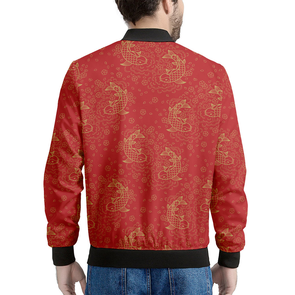 Chinese Koi Fish Pattern Print Men's Bomber Jacket