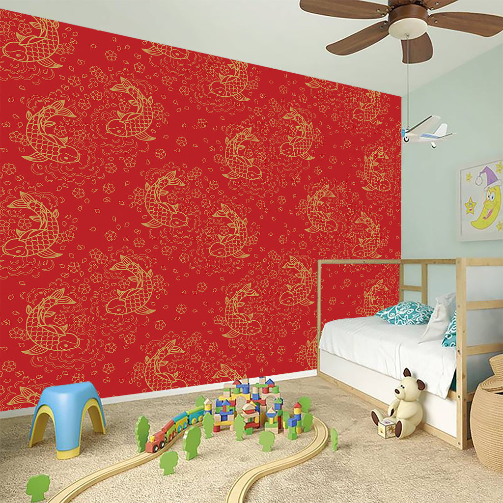 Chinese Koi Fish Pattern Print Wall Sticker