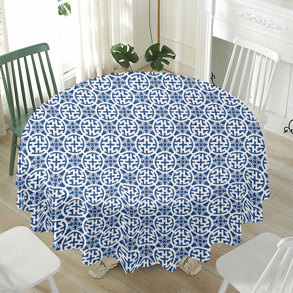 Chinese Luck Symbol Pattern Print Waterproof Round Tablecloth