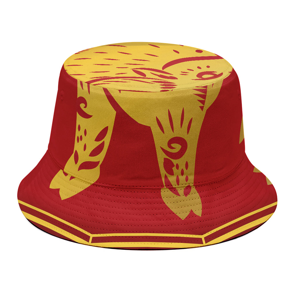 Chinese Ox Zodiac Symbol Print Bucket Hat