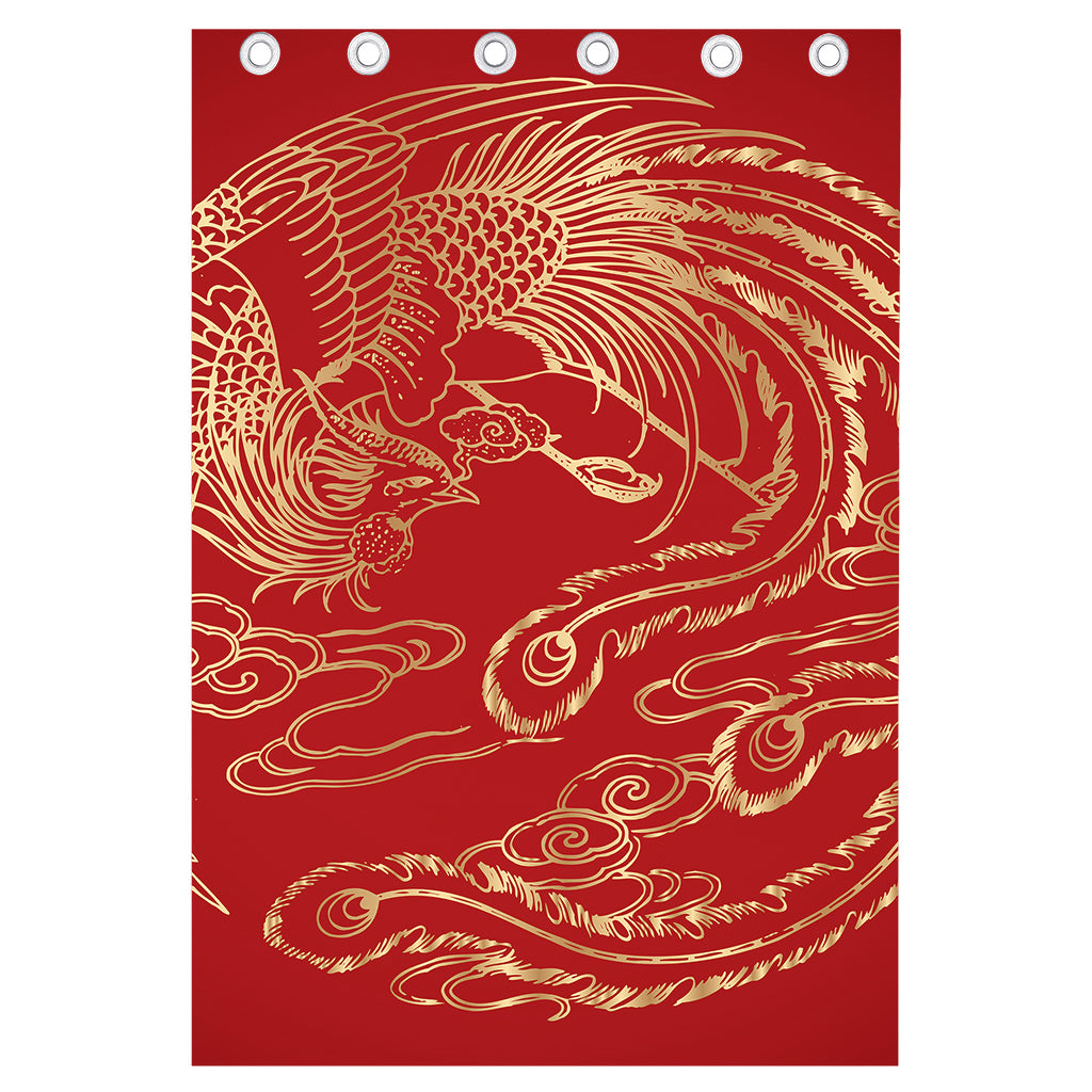 Chinese Phoenix Print Curtain