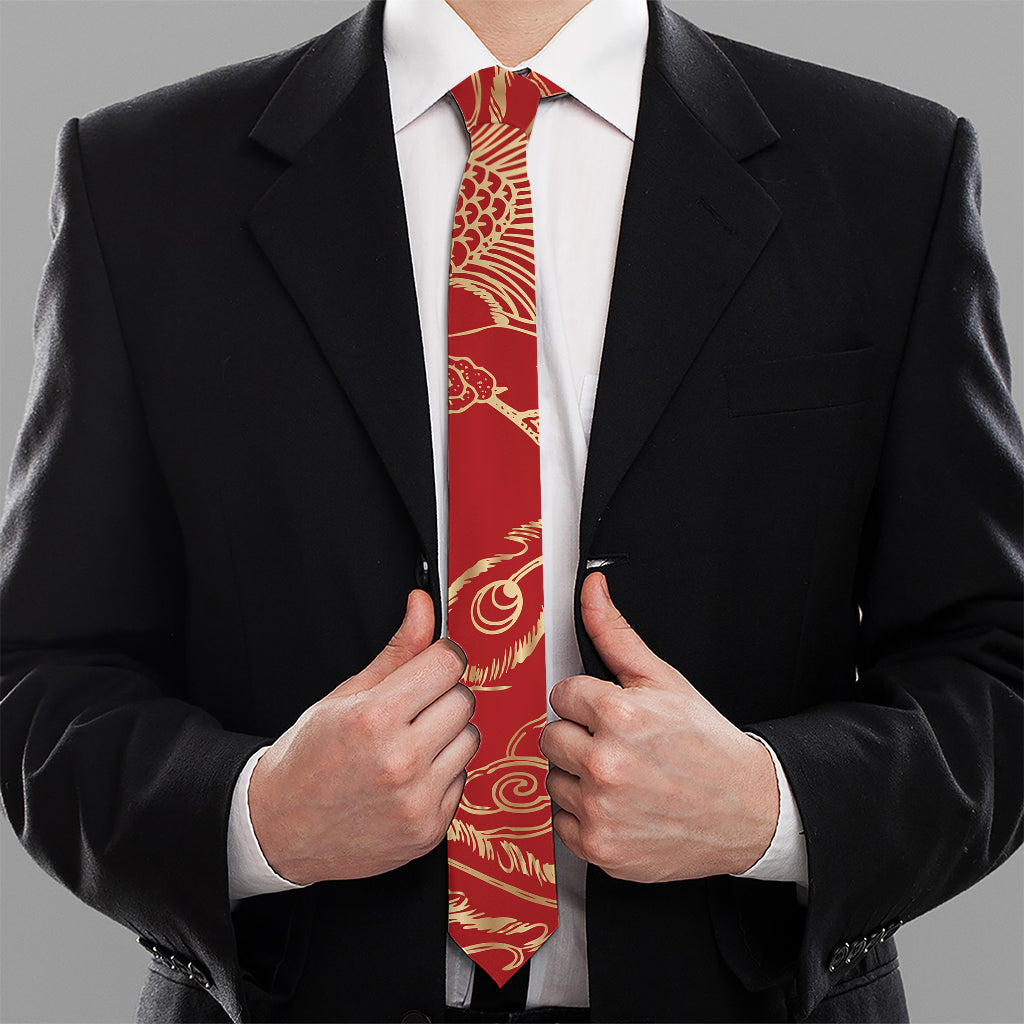 Chinese Phoenix Print Necktie