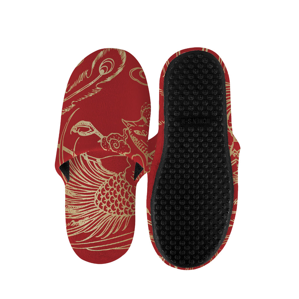 Chinese Phoenix Print Slippers