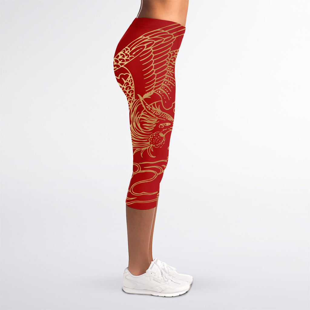 Chinese Phoenix Print Women's Capri Leggings