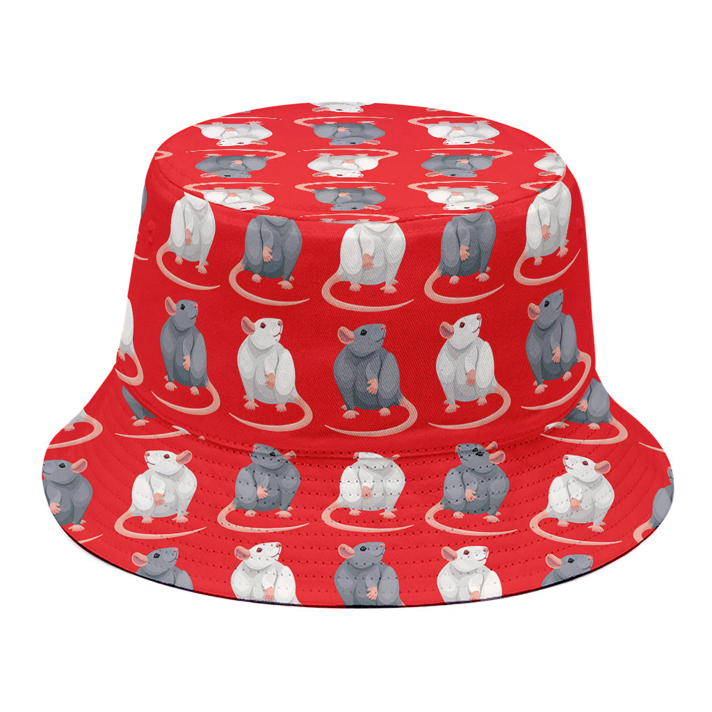 Chinese Rat Zodiac Pattern Print Bucket Hat