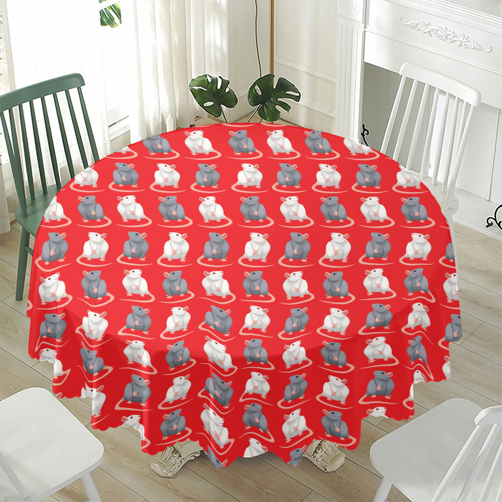 Chinese Rat Zodiac Pattern Print Waterproof Round Tablecloth