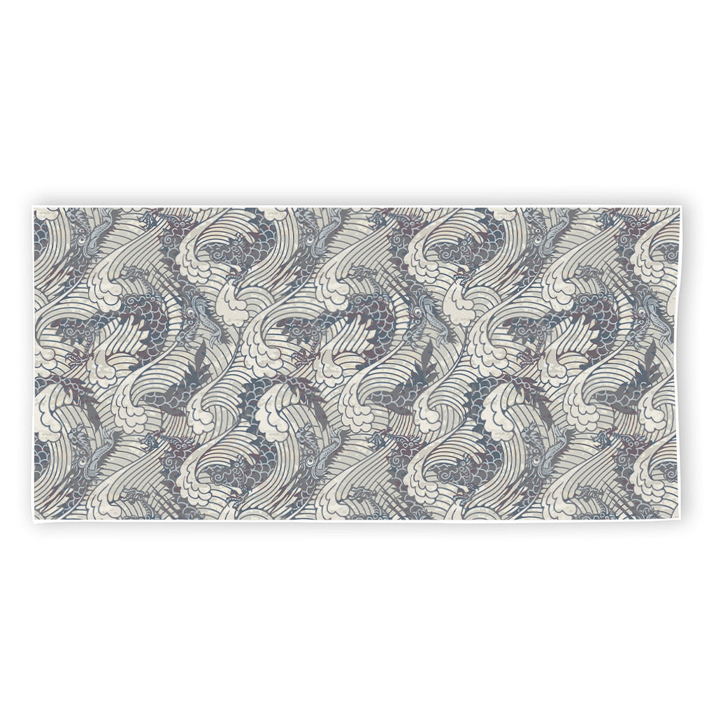 Chinese Sea Dragon Pattern Print Beach Towel