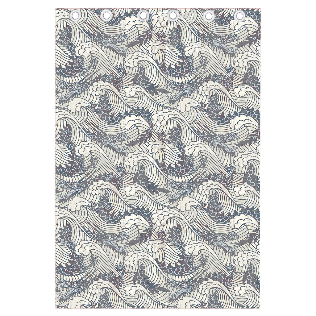 Chinese Sea Dragon Pattern Print Curtain