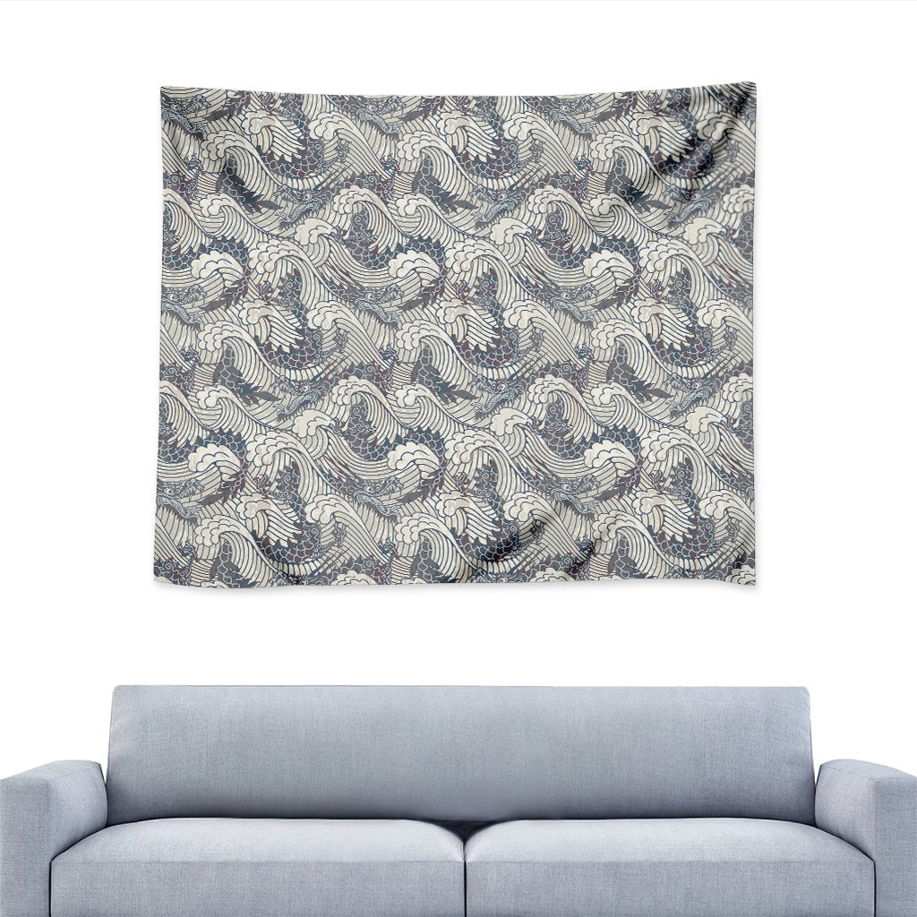 Chinese Sea Dragon Pattern Print Tapestry