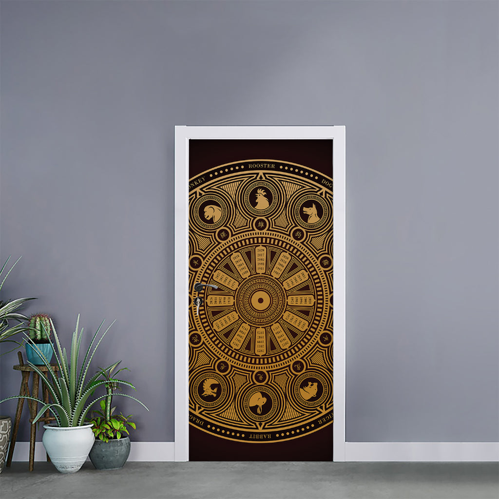 Chinese Zodiac Calendar Signs Print Door Sticker