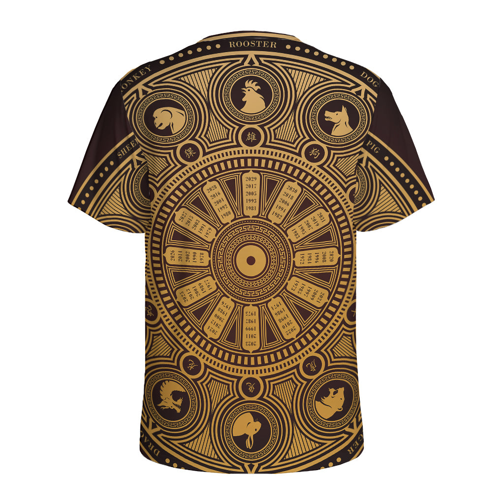 Chinese Zodiac Calendar Signs Print Men's Sports T-Shirt