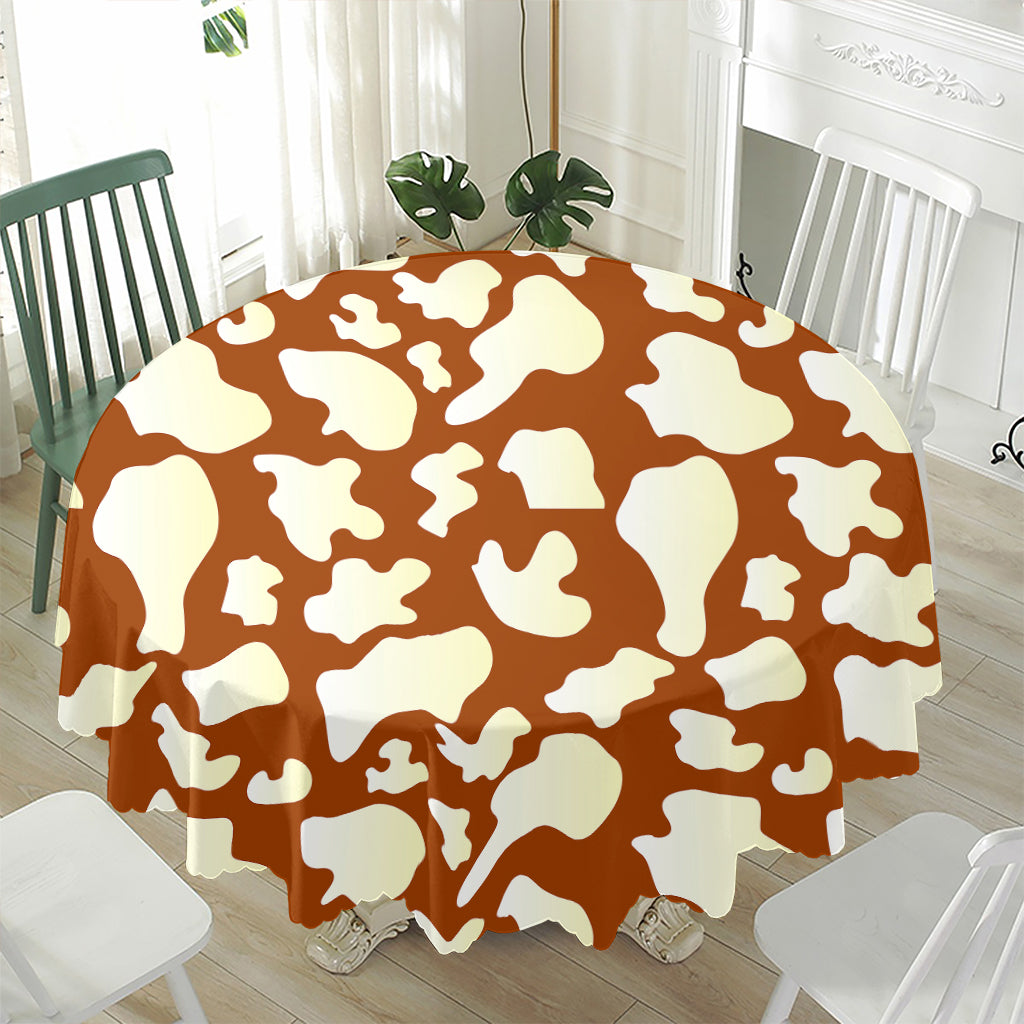 Chocolate And Milk Cow Print Waterproof Round Tablecloth