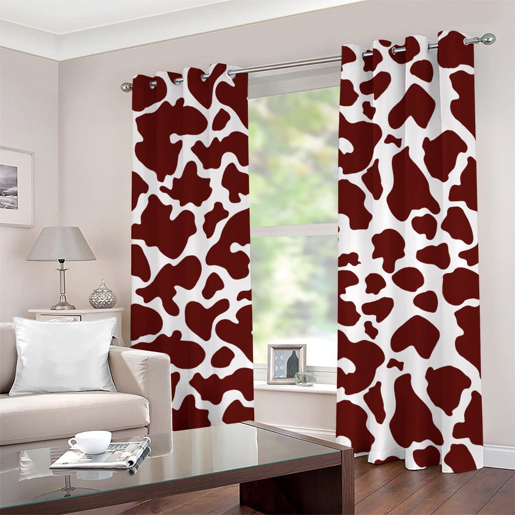 Chocolate Brown And White Cow Print Grommet Curtains