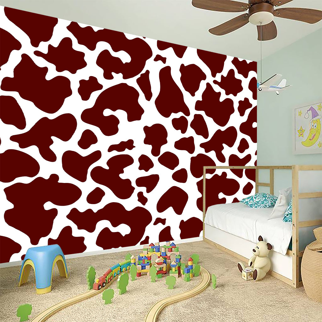Chocolate Brown And White Cow Print Wall Sticker