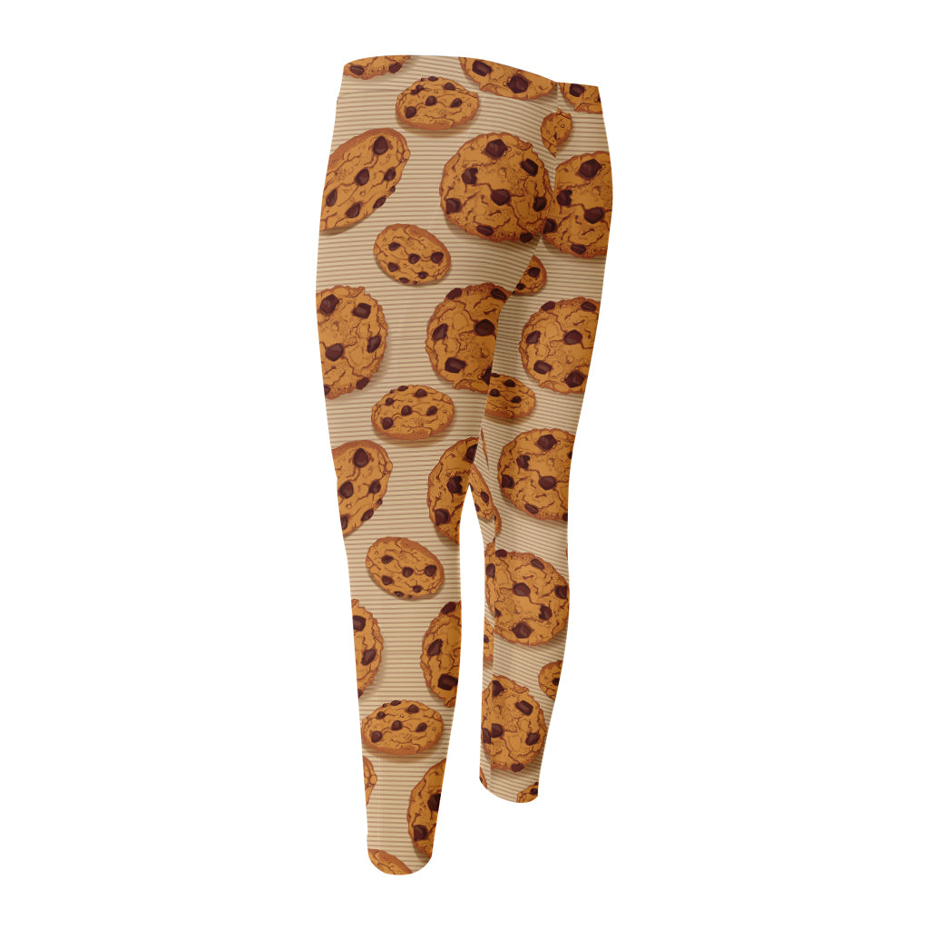 Chocolate Chip Cookie Pattern Print Men's Compression Pants