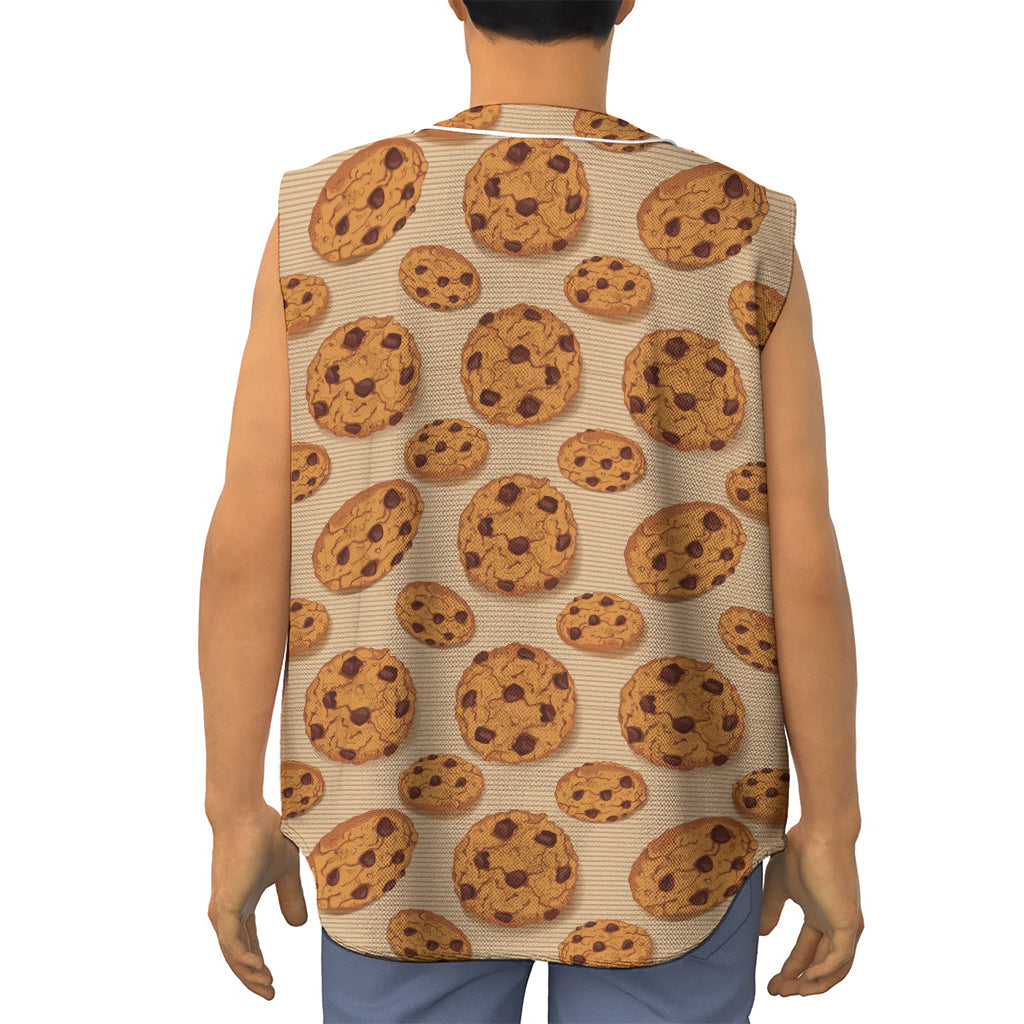 Chocolate Chip Cookie Pattern Print Sleeveless Baseball Jersey