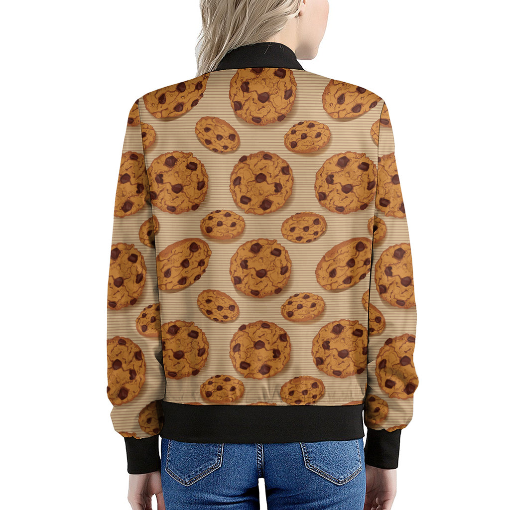 Chocolate Chip Cookie Pattern Print Women's Bomber Jacket
