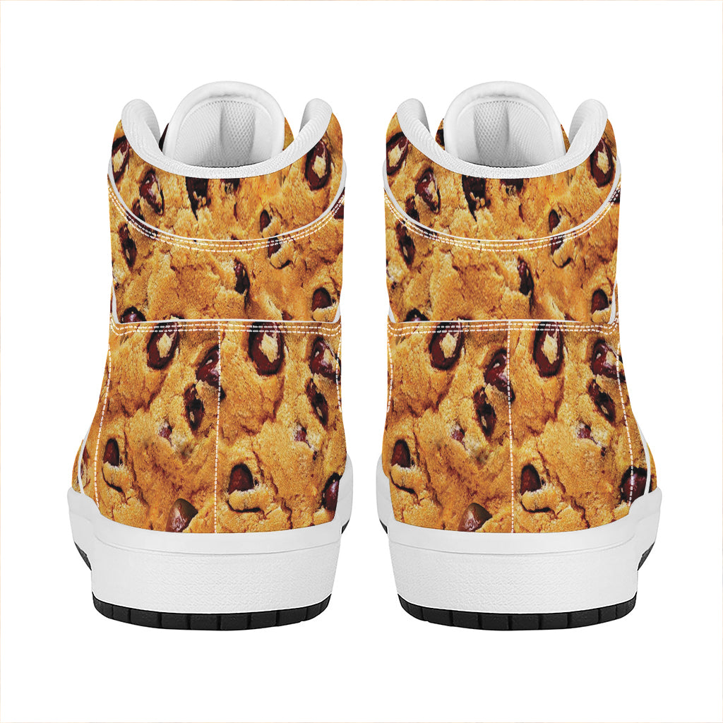 Chocolate Chip Cookie Print High Top Leather Sneakers